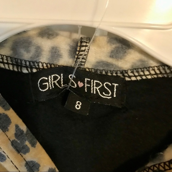 NWT Girls Black and Animal Print Sweatsuit- size 8 - Picture 4 of 12